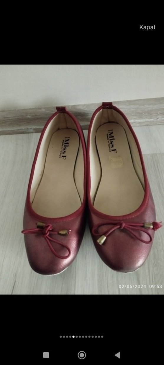 Bordo Parlak Deri Tokalı Kadın Babet - Görsel 2