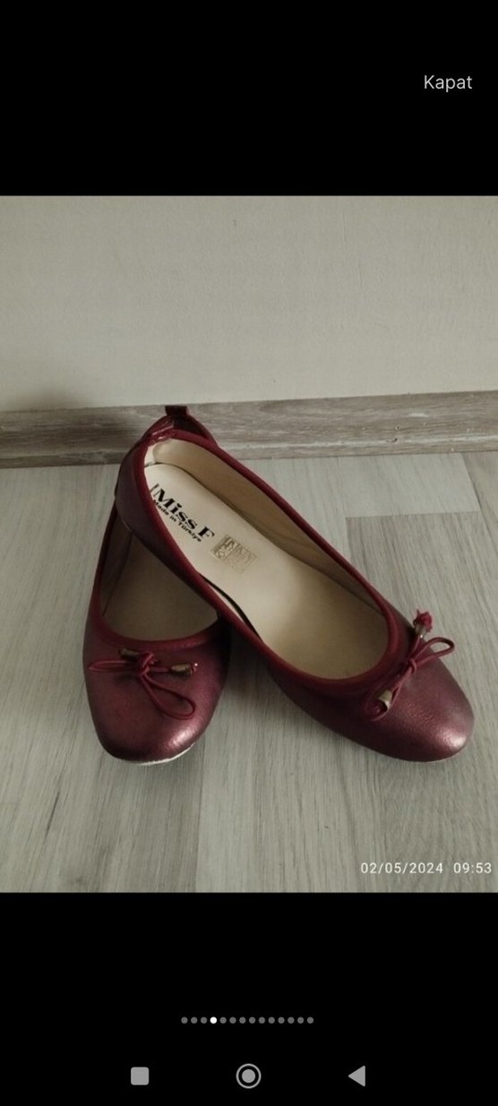 Bordo Parlak Deri Tokalı Kadın Babet - Görsel 3