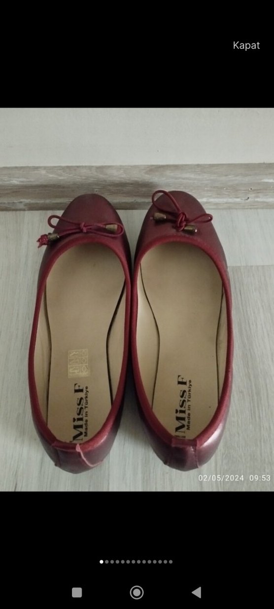 Bordo Parlak Deri Tokalı Kadın Babet - Görsel 4