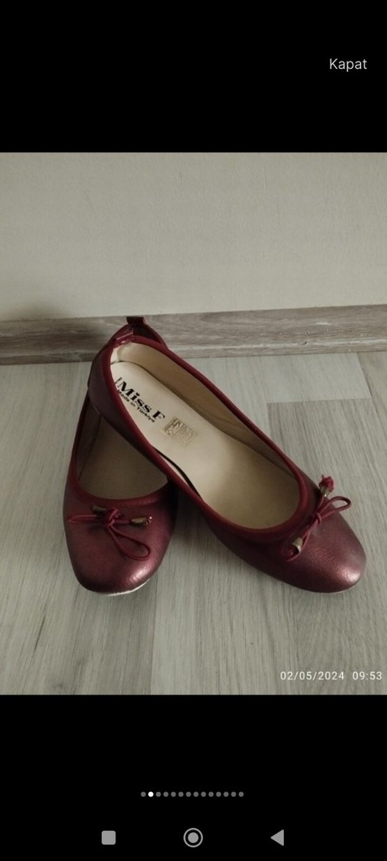 Bordo Parlak Deri Tokalı Kadın Babet - Görsel 5