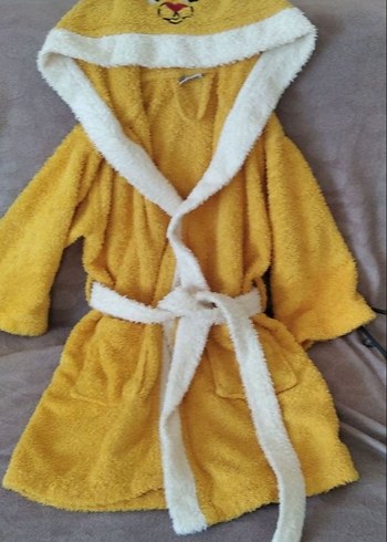 Kız Çocuk Sarı Nakışlı Bornoz - Görsel 6