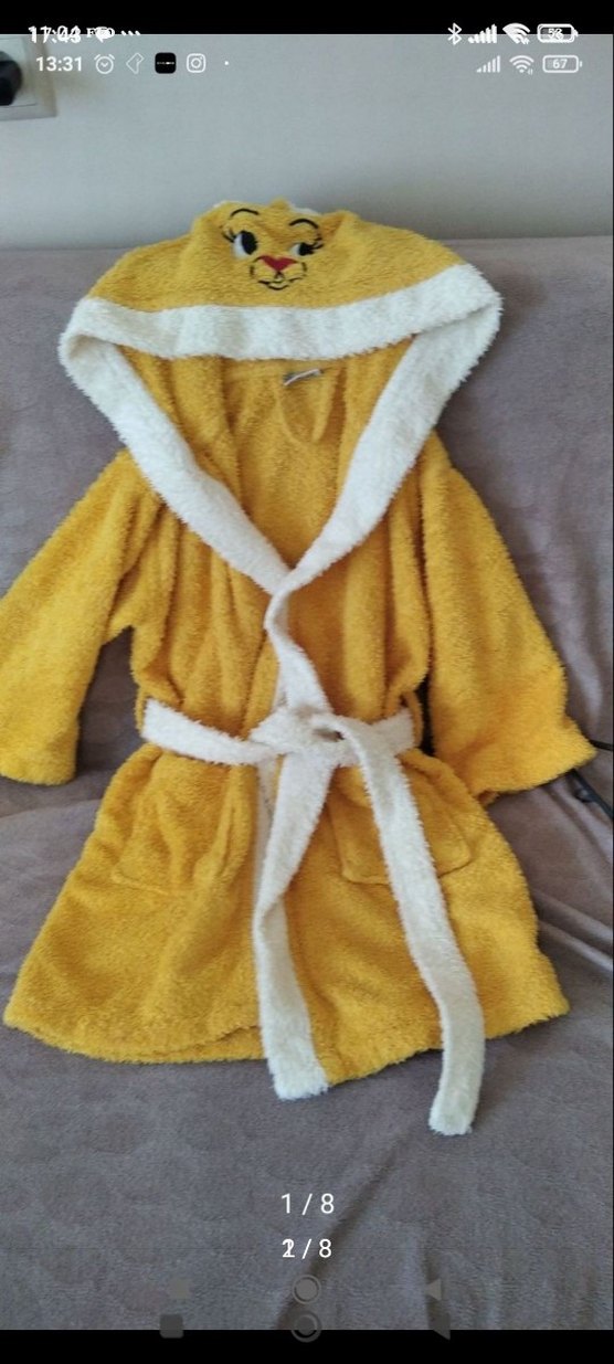 Kız Çocuk Sarı Nakışlı Bornoz - Görsel 3