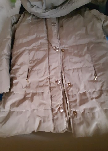 Bej Düğmeli Midi Kadın Mont - Görsel 2