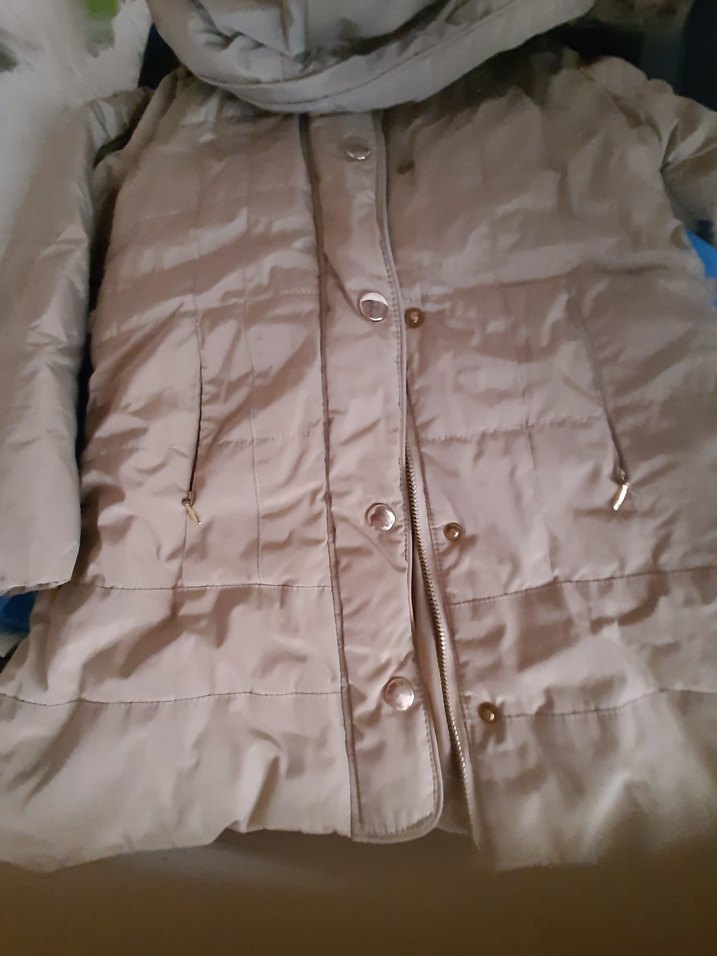 Bej Düğmeli Midi Kadın Mont - Görsel 2