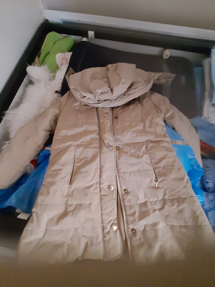 Bej Düğmeli Midi Kadın Mont - Görsel 4