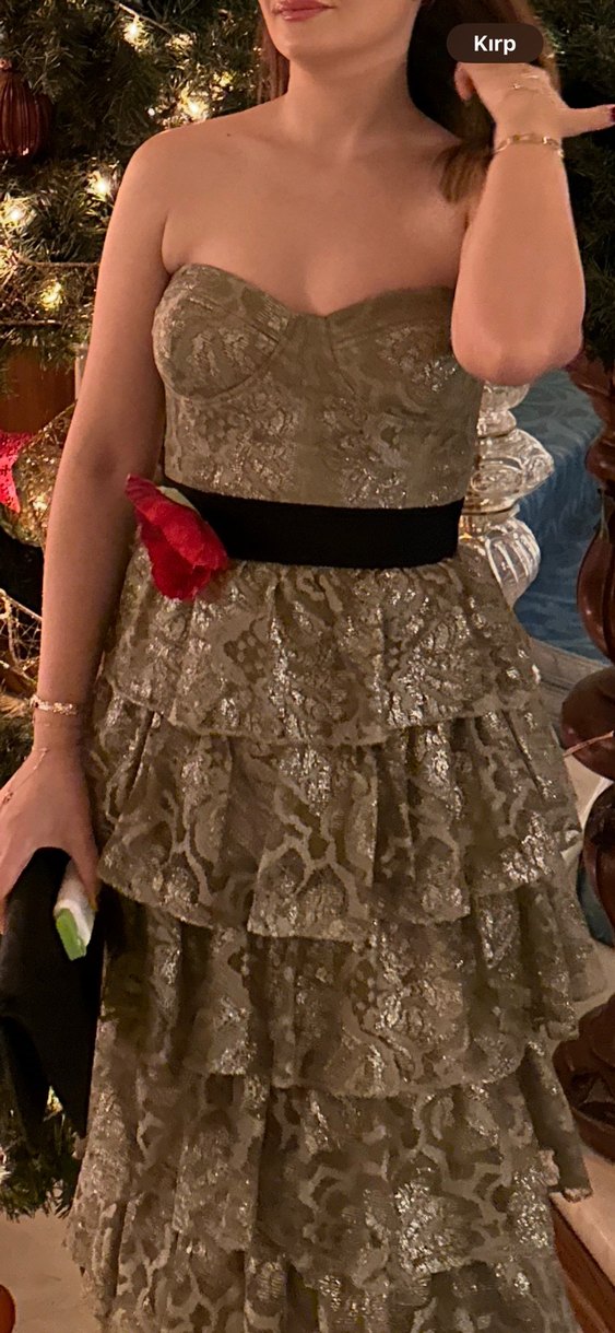 New arrivals Dantel Detaylı yeşil Midi Straplez Elbise - Görsel 3