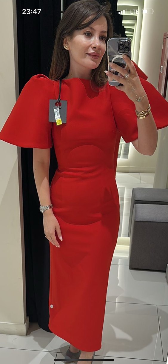 Solace london Kırmızı Uzun Kalem Elbise - Görsel 2