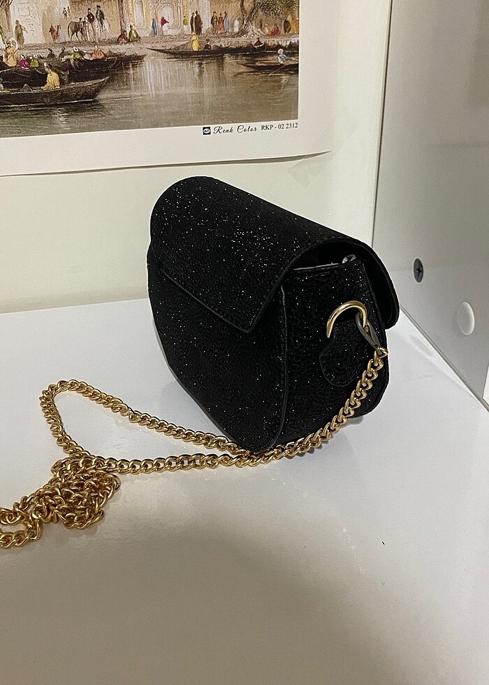 Siyah simli çanta - Görsel 2