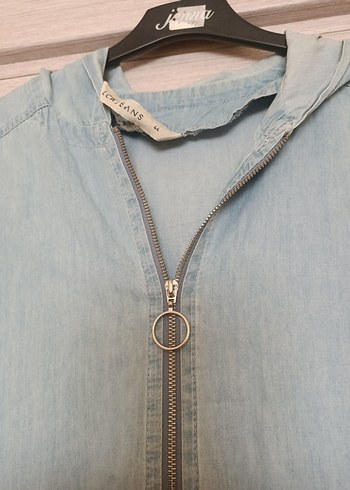 Uzun Mavi Denim Kadın Ceket - Görsel 3