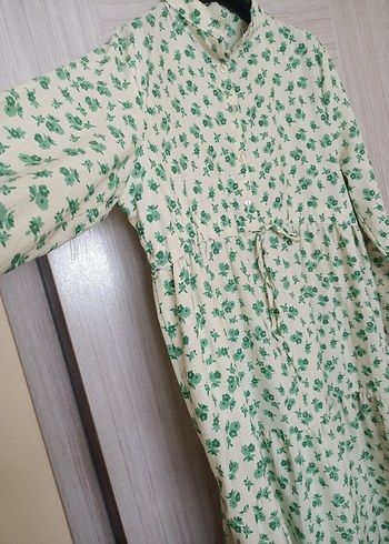 Yeşil Uzun Düğmeli Kadın Elbise - Görsel 4