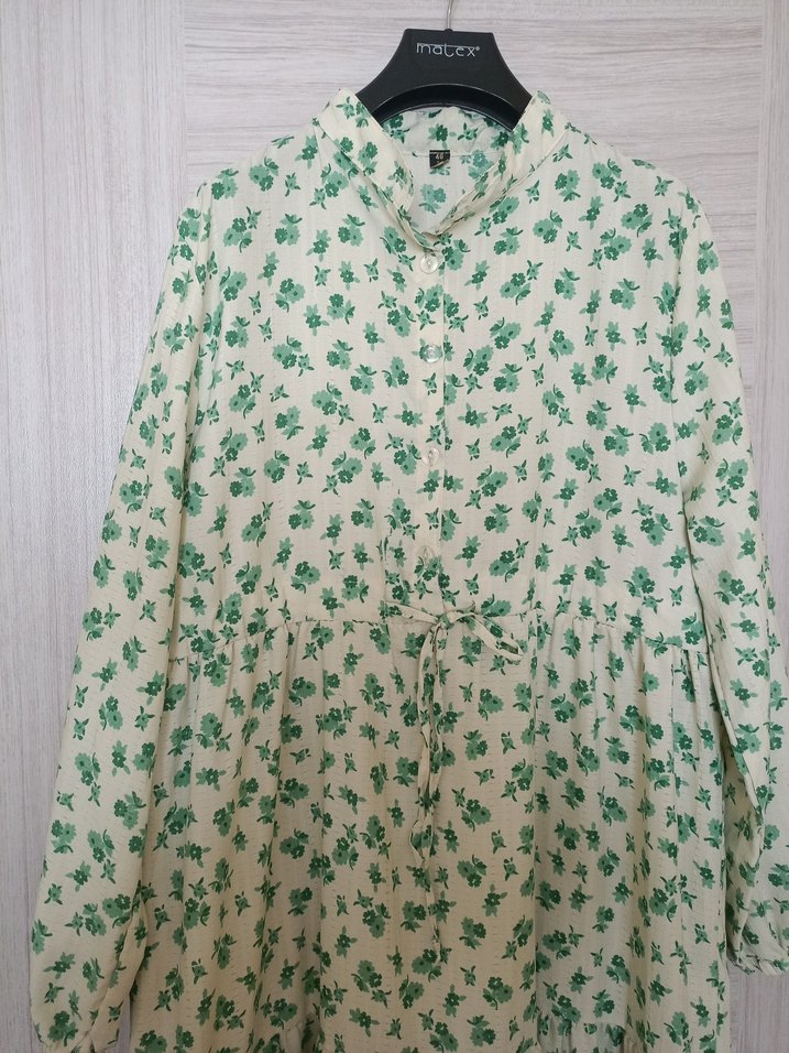 Yeşil Uzun Düğmeli Kadın Elbise - Görsel 2