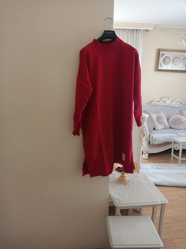 Bordo Uzun Kollu Salaş Hamile Tunik - Görsel 4