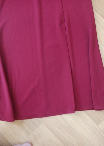 Bordo Uzun Drapeli Kadın Elbise - Görsel 3