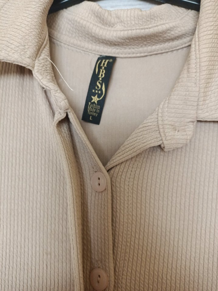 Bej Uzun Kollu Pliseli Elbise - Görsel 3