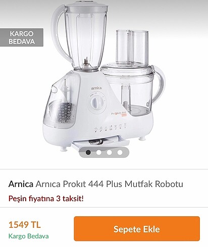 Arnica Prokit 444 Plus Mutfak Robotu