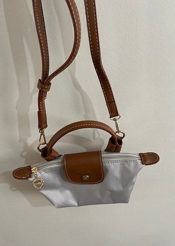 Longchamp Bej ve Gri Deri Kadın Çapraz Çanta
