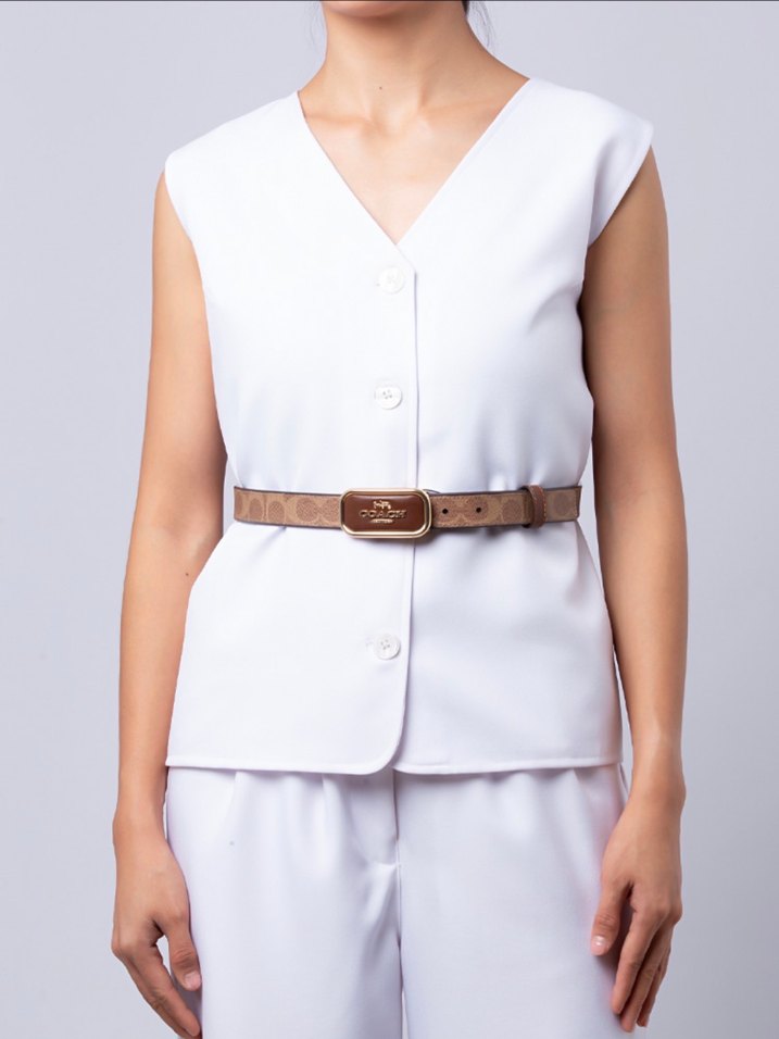 Coach Kahverengi Deri Kadın Kemer - Görsel 3