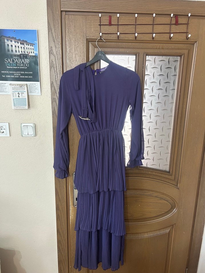 Mor Piliseli Uzun Bohem Elbise - Görsel 3