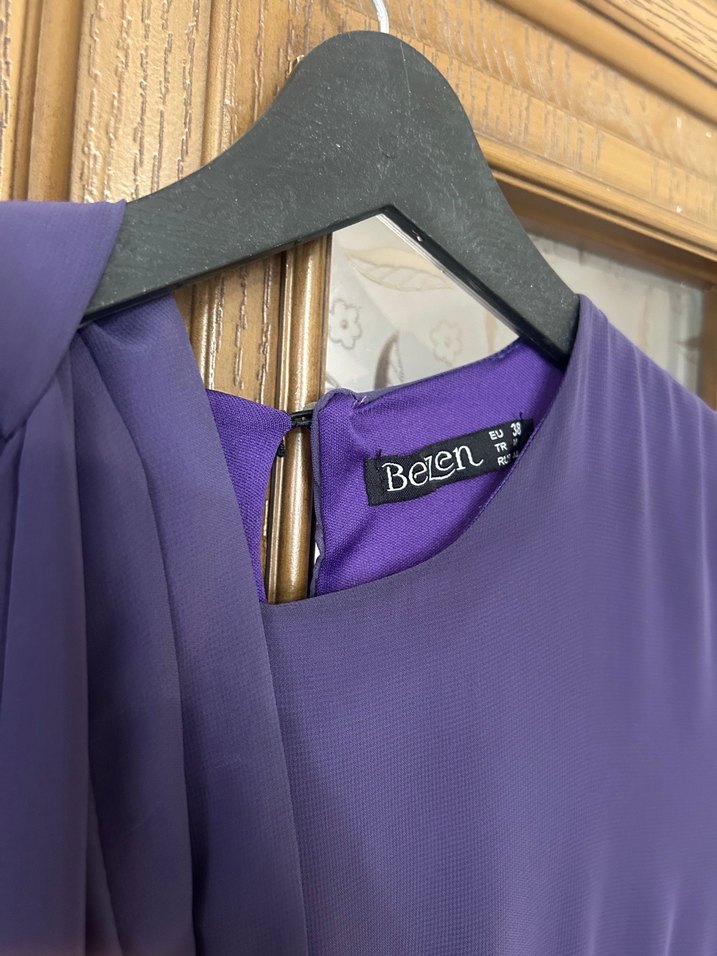 Mor Piliseli Uzun Bohem Elbise - Görsel 4