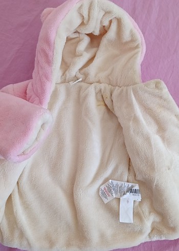 LC Waikiki Kız Çocuk Pembe Peluş Kapüşonlu Mont