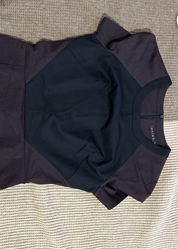 Lacivert Bordo Drapeli Midi Hamile Elbisesi - Görsel 2