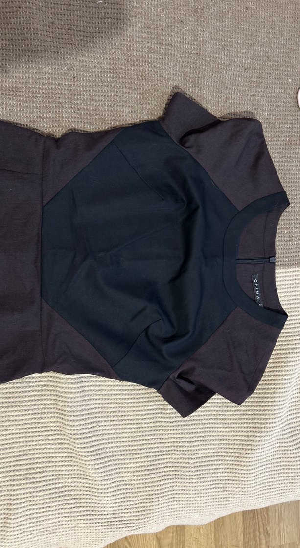 Lacivert Bordo Drapeli Midi Hamile Elbisesi - Görsel 2