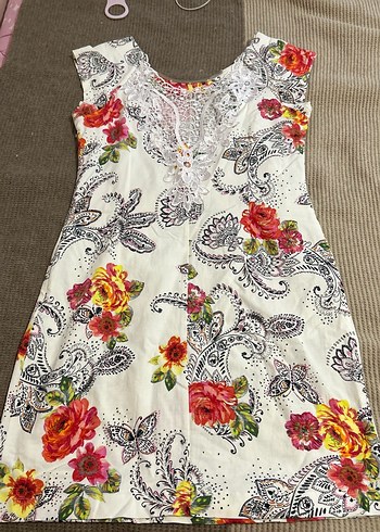 Çiçek Desenli Bohem Midi Tunik - Görsel 3