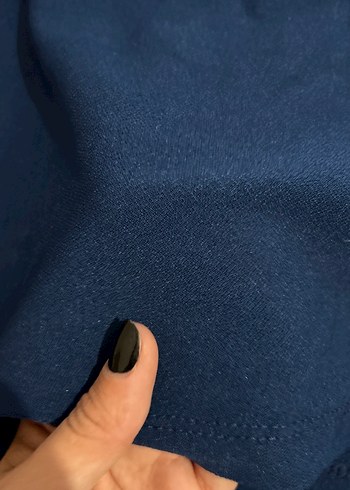 Kuşaklı Mavi Kadın Midi Elbise - Görsel 4