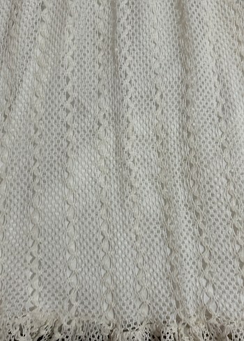 Dantel Detaylı Beyaz Bohem Uzun Triko Elbise - Görsel 3