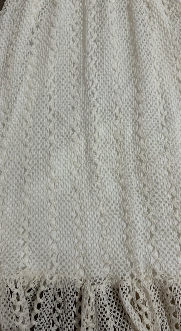 Dantel Detaylı Beyaz Bohem Uzun Triko Elbise - Görsel 3