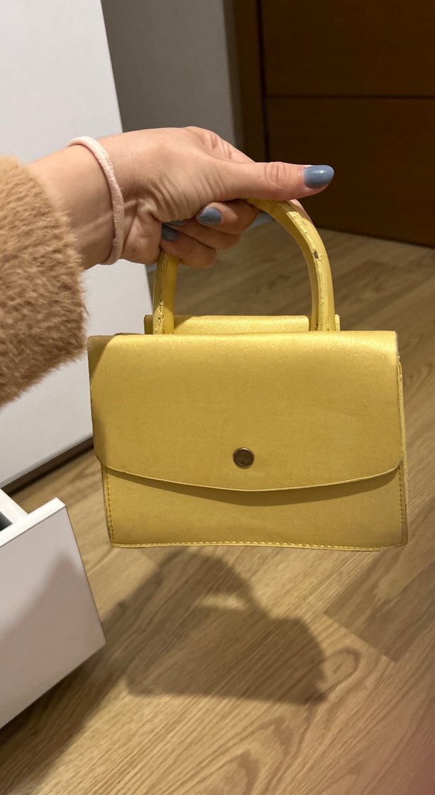 Sarı Süet Tokalı Kadın Çanta - Görsel 2