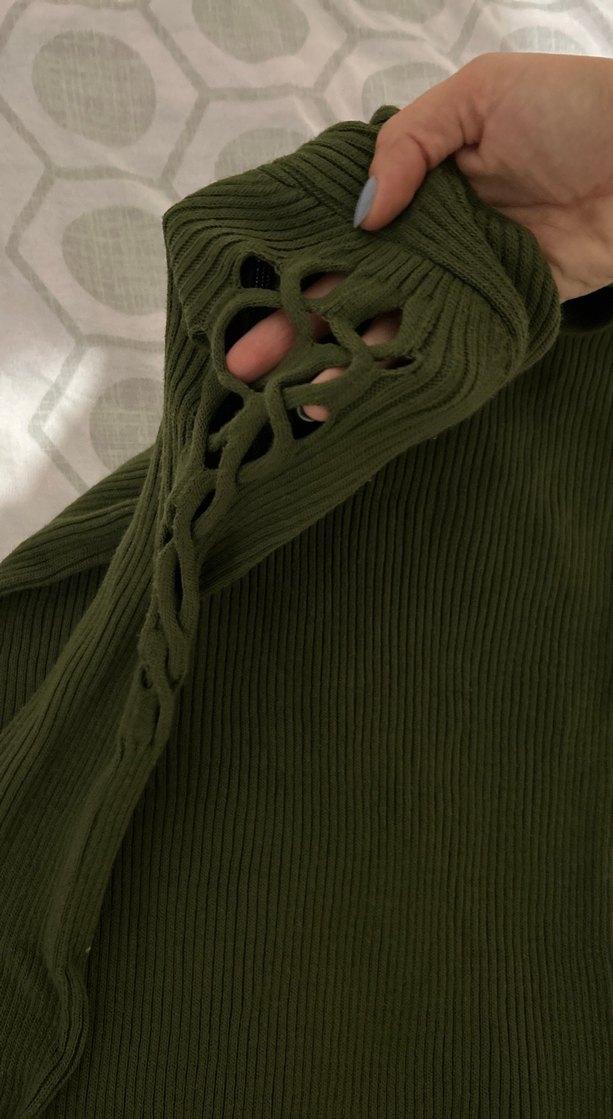 Uzun Kollu Fitilli Triko Kadın Elbise - Görsel 2