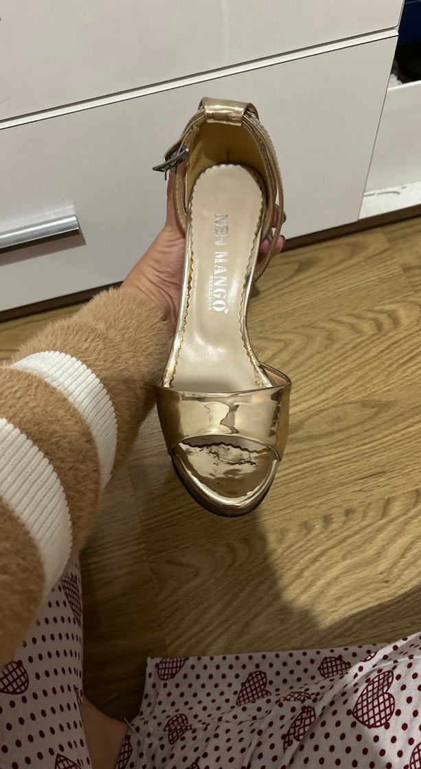 Altın Renkli Platform Topuklu Kadın Abiye Ayakkabı - Görsel 2