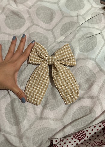 Bej Ekose Fiyonk Saç Aksesuarı - Görsel 3