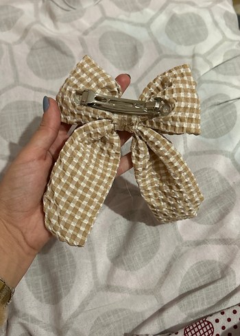 Bej Ekose Fiyonk Saç Aksesuarı - Görsel 2