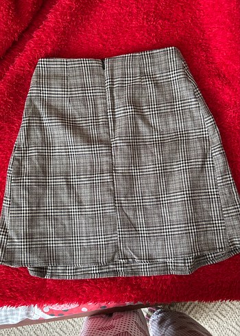 Gri Ekoseli Pilili Midi Etek - Görsel 3