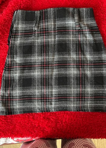 Kışlık Gri Ekose Mini Etek - Görsel 4