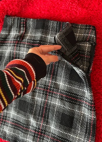 Kışlık Gri Ekose Mini Etek - Görsel 2