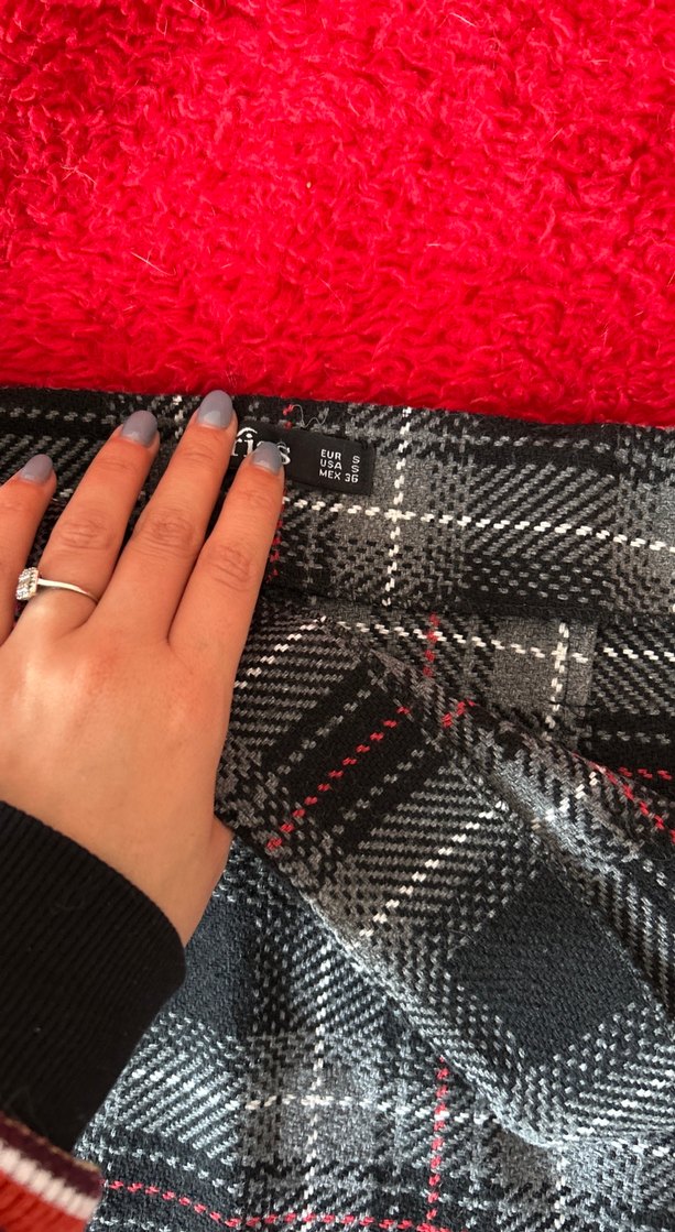 Kışlık Gri Ekose Mini Etek - Görsel 3