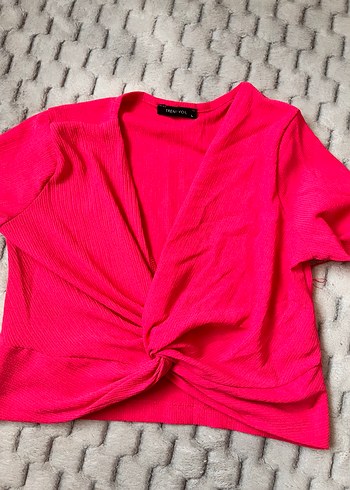 Pembe Drapeli Uzun Kollu Kadın Bluz