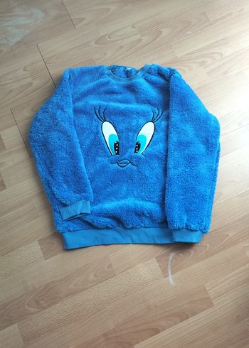 Mavi Peluş Sweatshirt benden yeri yazmıyor - Görsel 2