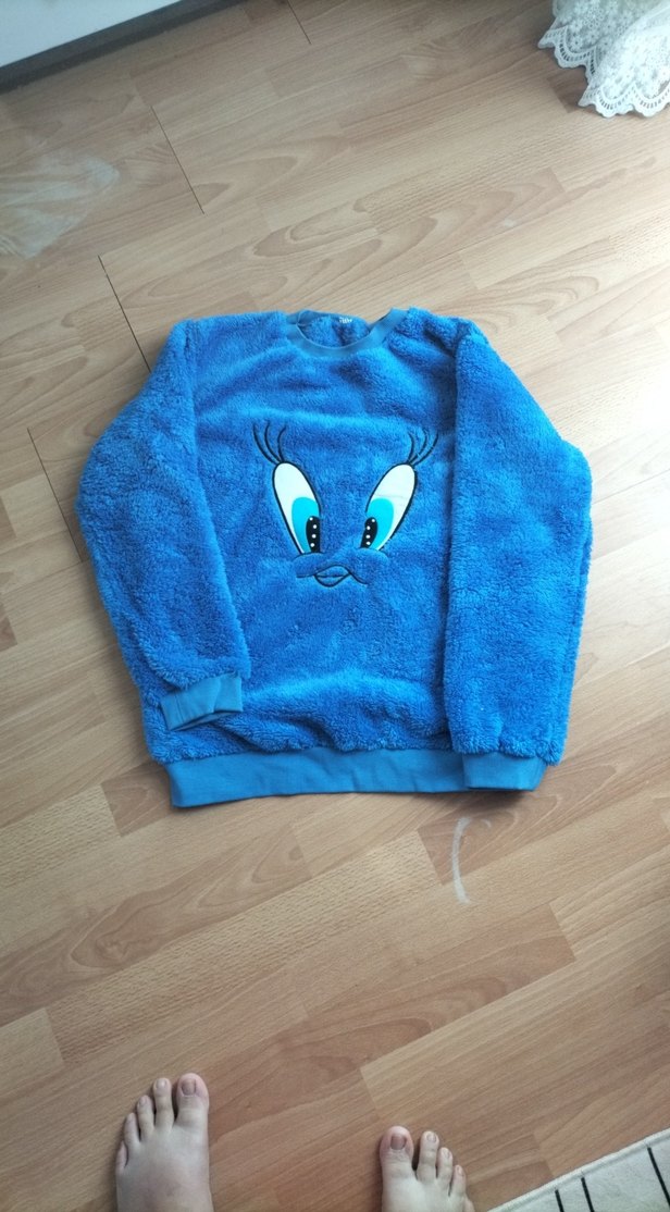 Mavi Peluş Sweatshirt benden yeri yazmıyor - Görsel 2