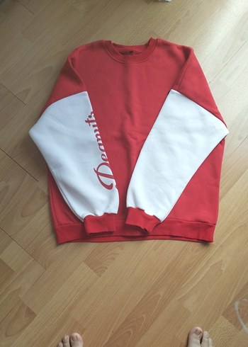 Kırmızı Kadın Sweatshirt Uzun Kollu Rahat Kesim - Görsel 4