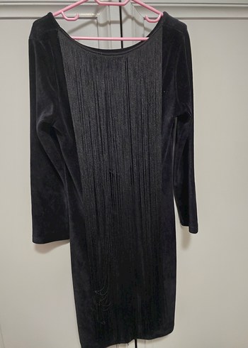 Siyah Drapeli Uzun Kollu Midi Goth Elbise - Görsel 2