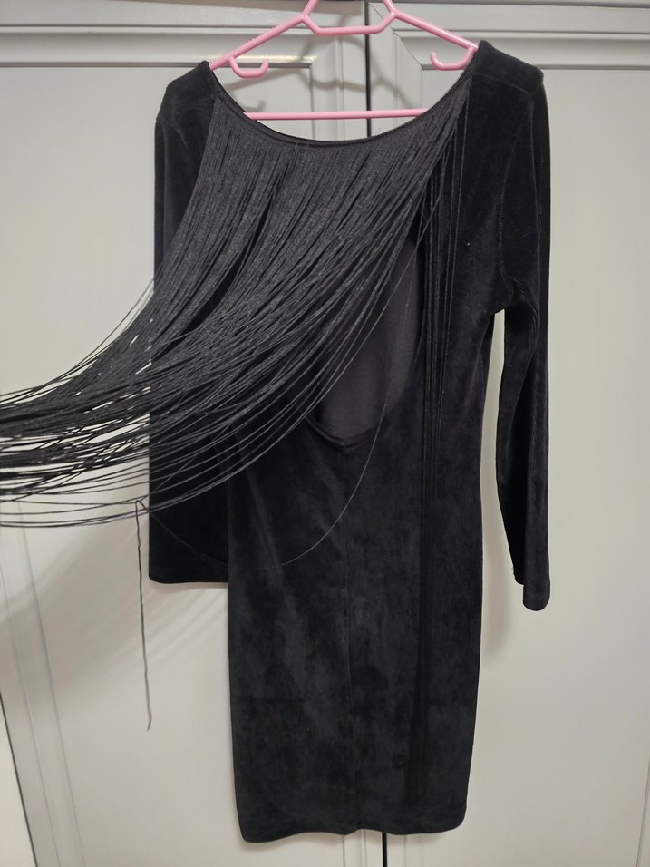 Siyah Drapeli Uzun Kollu Midi Goth Elbise - Görsel 3