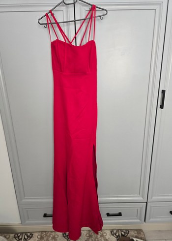 Kırmızı  İnce Askılı uzun Elbise - Görsel 2