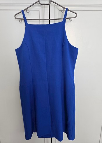 Düğmeli Kolsuz Midi Mavi Elbise - Görsel 2