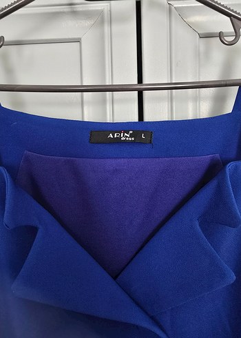 Düğmeli Kolsuz Midi Mavi Elbise - Görsel 3