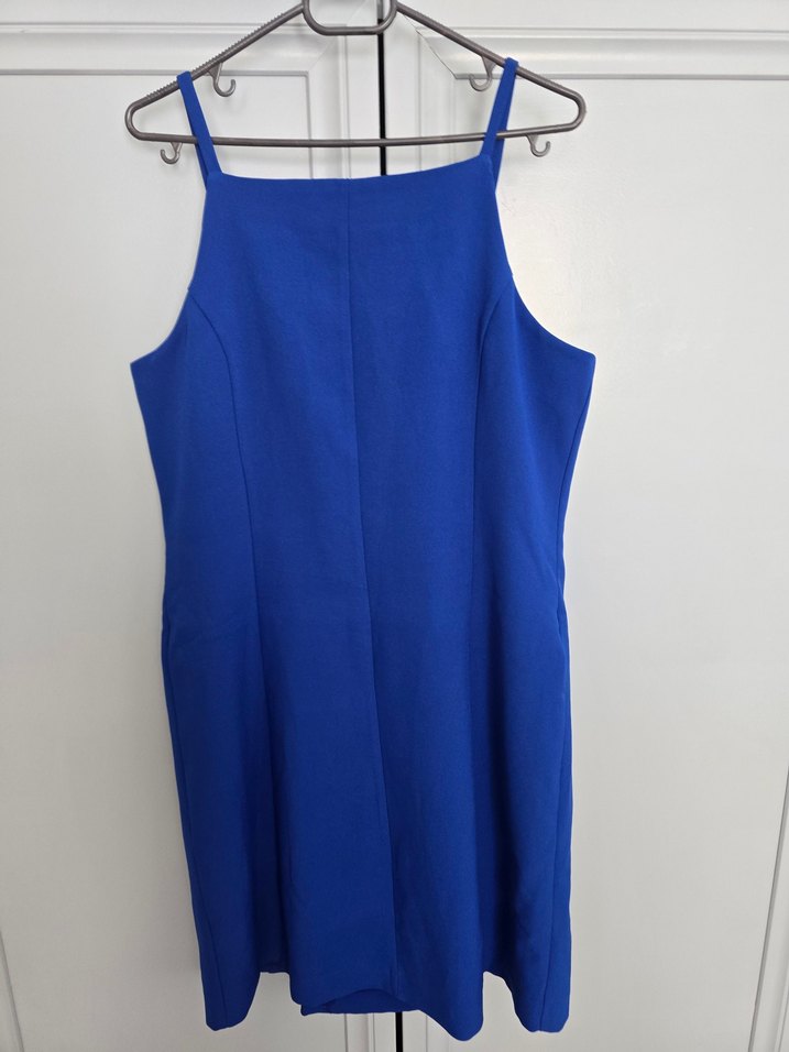 Düğmeli Kolsuz Midi Mavi Elbise - Görsel 2