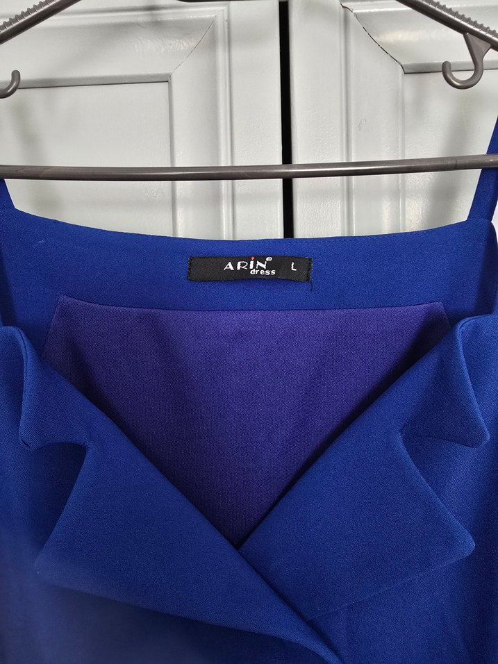 Düğmeli Kolsuz Midi Mavi Elbise - Görsel 3